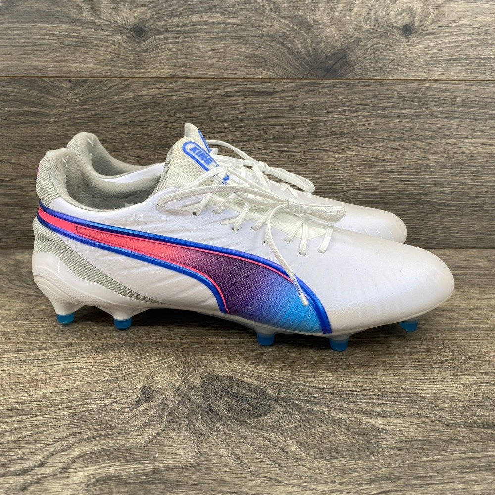Puma King Ultimate FG/AG Soccer Cleats Womens 10 White Blue Pink 107869-01
